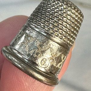 Vintage early silvertone thimble marked Germany 6